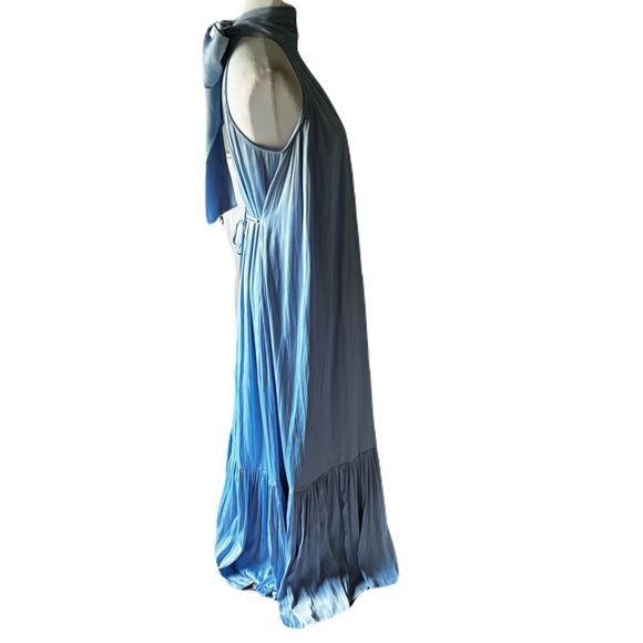 O.P.T. Halter Maxi Dress | NWT | Satin Pleated Baby Blue| Size Small - Picture 7 of 9